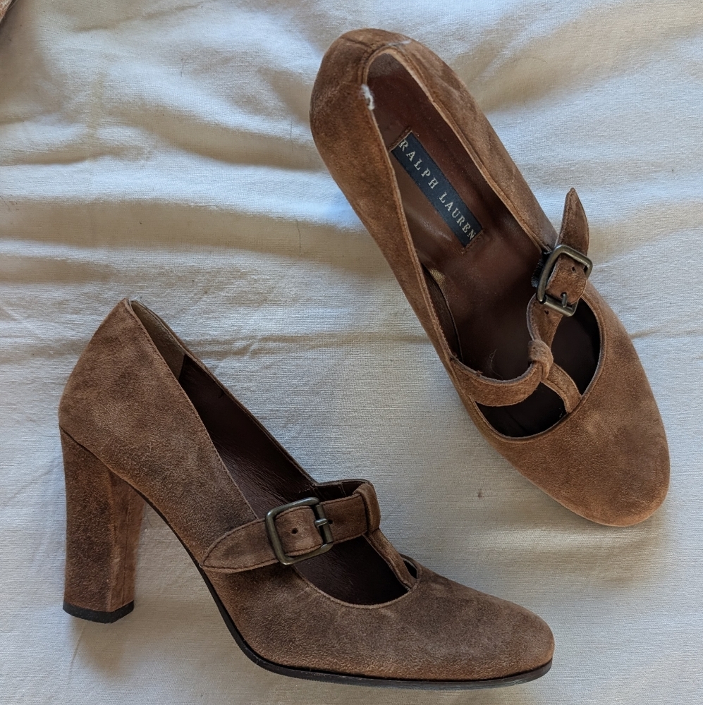 Ralph Lauren Women's Brown Suede Heels